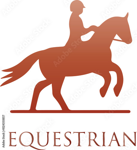 Equestrian Majesty Silhouette of Rearing Horse Logo. Lady riding Vector Illustration.