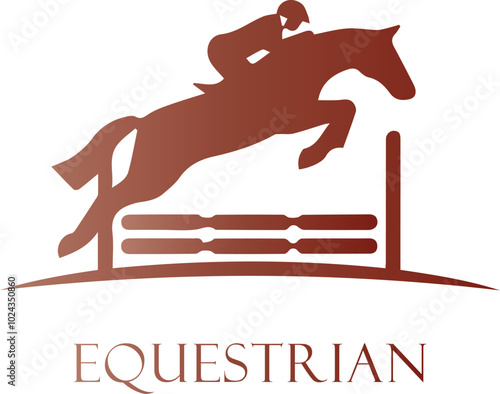 Equestrian Majesty Silhouette of Rearing Horse Logo. Lady riding Vector Illustration.