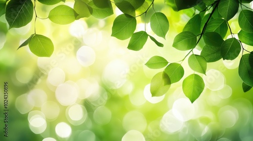 Blurred Abstract Background Featuring Vibrant Green Leaves for a Calming Effect photo