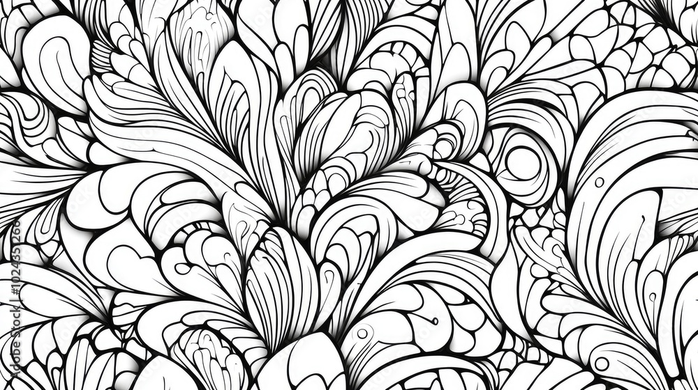 Black and white abstract decorative seamless pattern 2d hand drawn illustration for art projects textiles prints and coloring pages for both adults and children Black and white abstract decorative seamless pattern 2d hand drawn illustration for art projects textiles prints and coloring pages for both adults and children