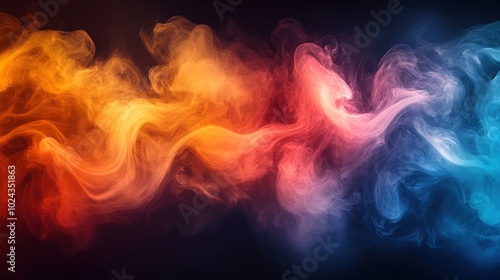 Abstract colorful smoke pattern on black background.