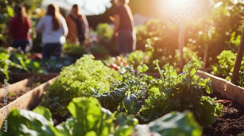 Bountiful Harvest: A Community Garden Flourishes in the Warm Sunlight
