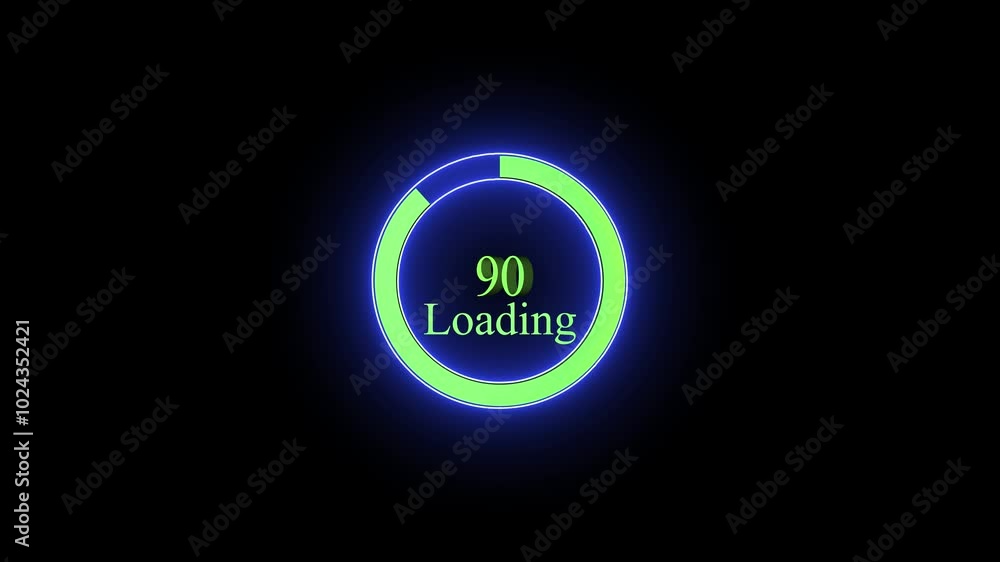 Neon Loading Bar Circle animation glowing on black background Neon Loading Bar Circle animation glowing on black background
