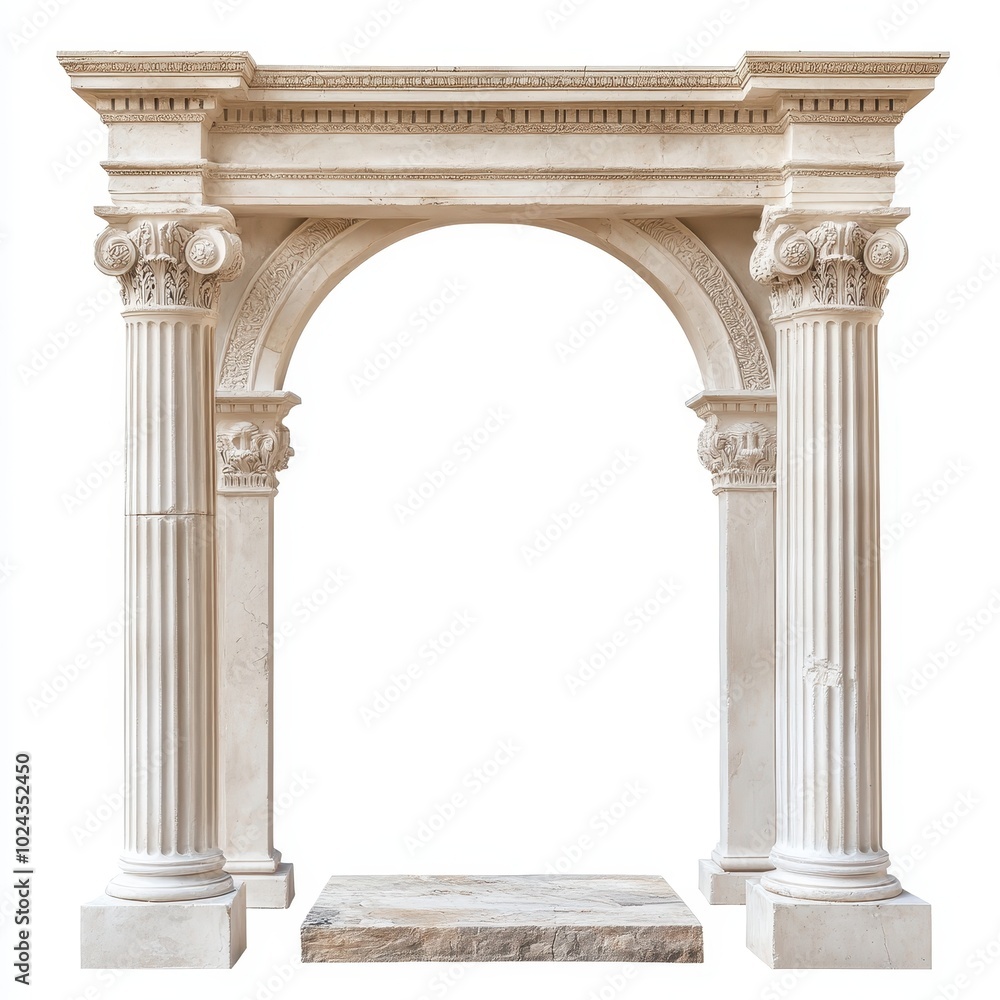 Obraz premium A classical stone archway with decorative columns and a flat base.