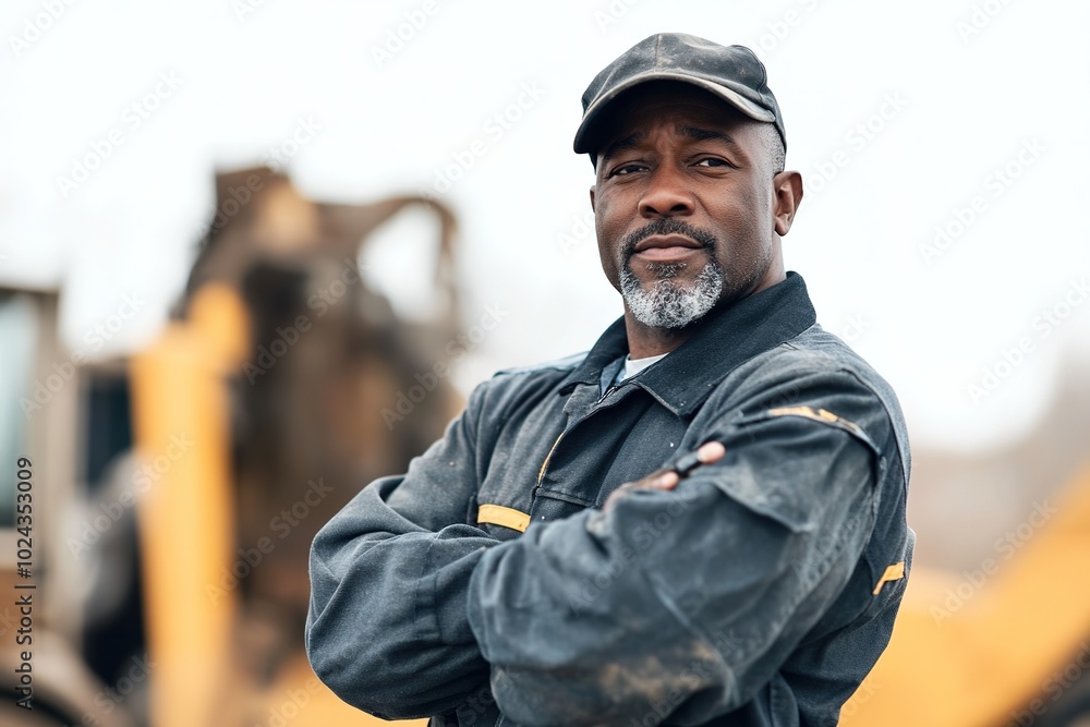 Obraz premium Confident worker with crossed arms at construction site