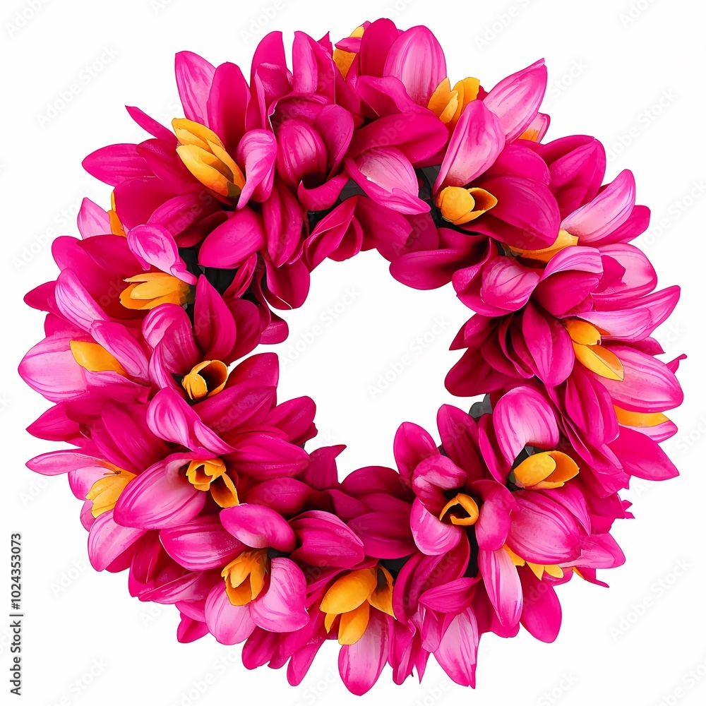 Vibrant Pink and Yellow Floral Wreath Design Vibrant Pink and Yellow Floral Wreath Design