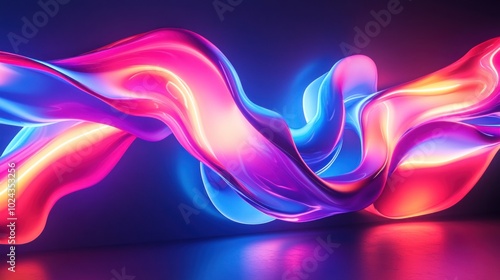 Abstract Neon-Lit Swirling Liquid Shapes