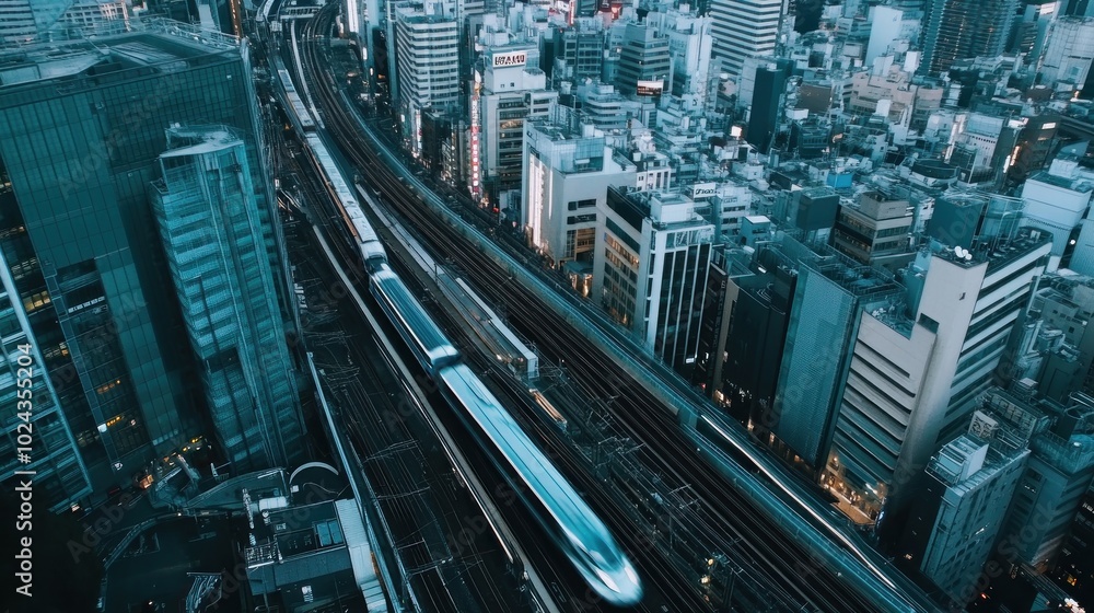 Tokyo Skyline with Bullet Train Tokyo Skyline with Bullet Train