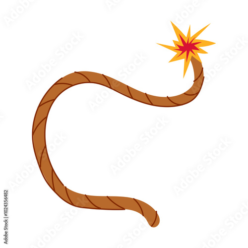detonation dynamite fuse cartoon. combustion blasting, pyrotechnics flammable, volatile spark detonation dynamite fuse sign. isolated symbol vector illustration