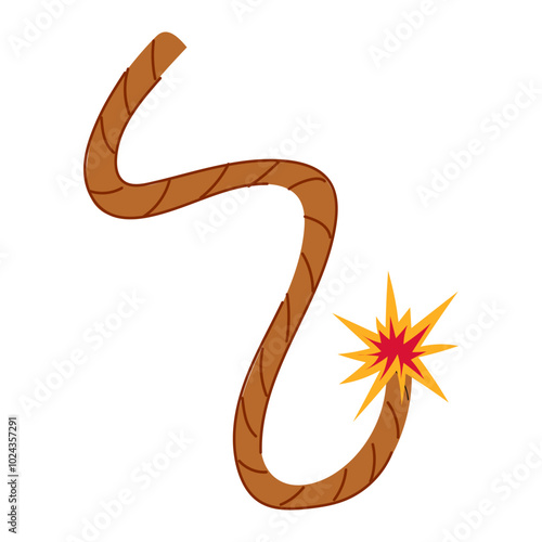 pyrotechnics dynamite fuse cartoon. flammable volatile, spark trigger, safety cord pyrotechnics dynamite fuse sign. isolated symbol vector illustration