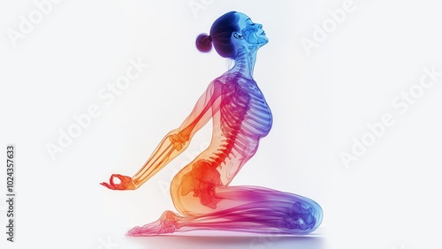 Vinyasa yoga and myofascial movement Revitalize the body mind system from the inside out and from the periphery to the Center woman in yoga asana x ray style photo