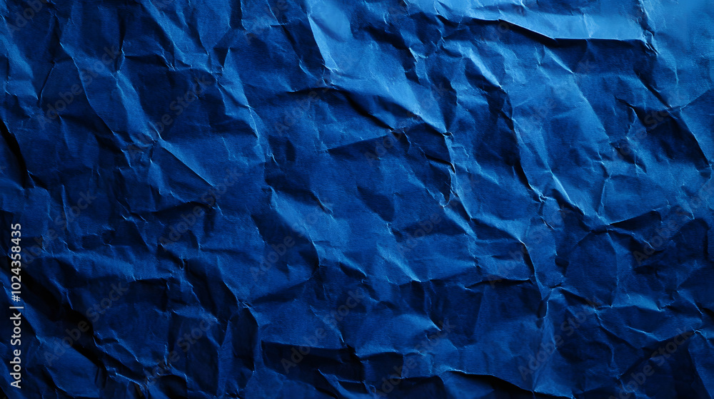 Fototapeta premium Blue Crumpled Paper Texture High-Resolution Abstract Background