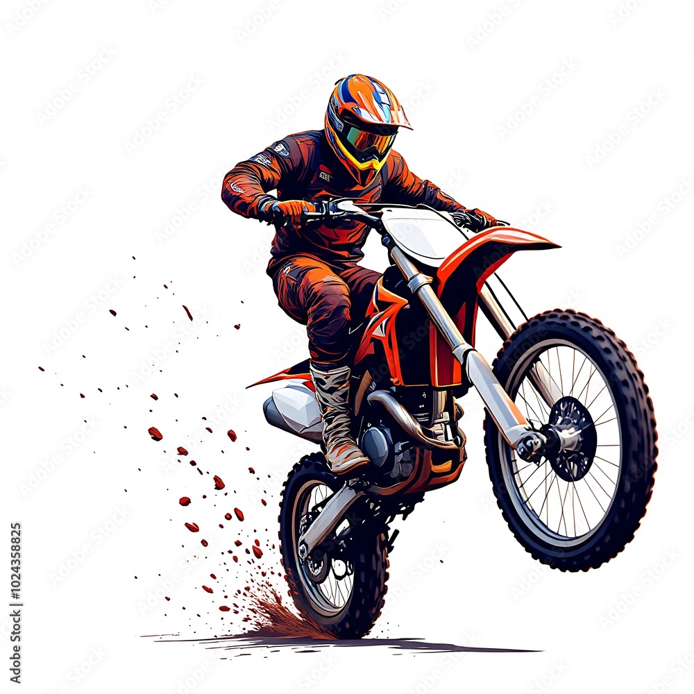Dynamic dirt bike rider in action stylish vector t-shirt design on white background Dynamic dirt bike rider in action stylish vector t-shirt design on white background
