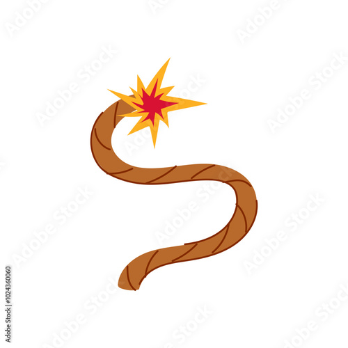 trigger dynamite fuse cartoon. safety cord, timing burn, reaction chemistry trigger dynamite fuse sign. isolated symbol vector illustration