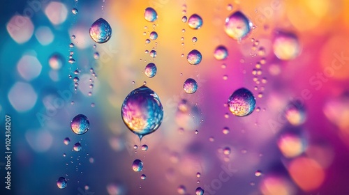 Water Drops on Colorful Background