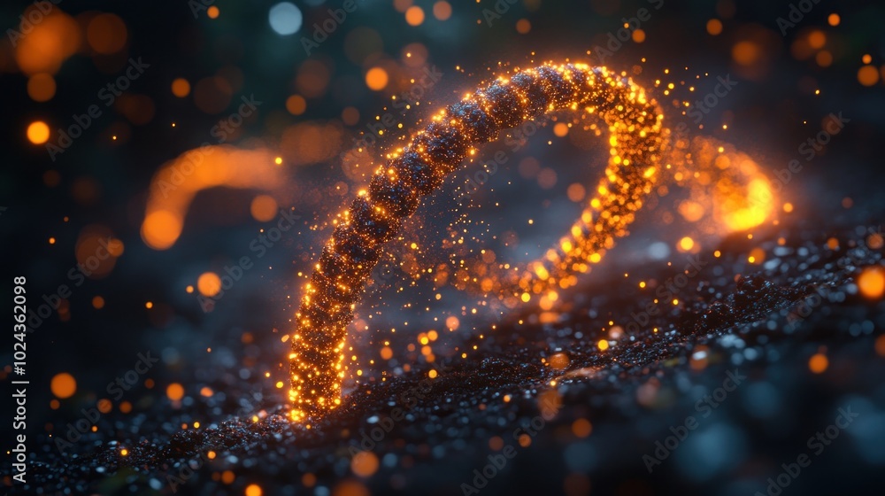 Abstract glowing helix of particles on a dark background. Abstract glowing helix of particles on a dark background.