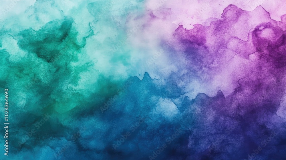 Abstract watercolor background in emerald green blue and purple ideal for decoration at night events evoking a sense of fantasy and beauty Abstract watercolor background in emerald green blue and purple ideal for decoration at night events evoking a sense of fantasy and beauty