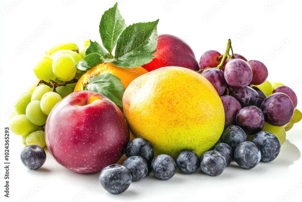 Ripe fruits isolated on white background, front view Ripe fruits isolated on white background, front view