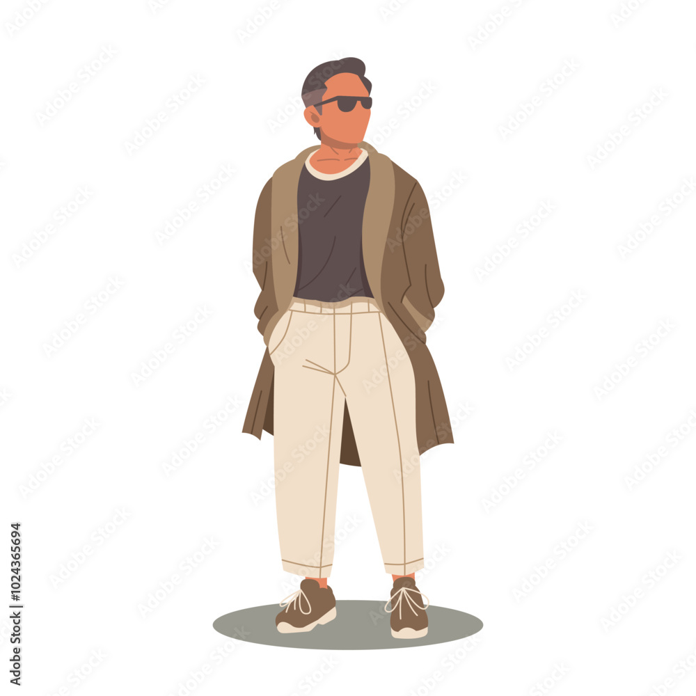 portrait of handsome man in stylish outfits standing vector portrait of handsome man in stylish outfits standing vector