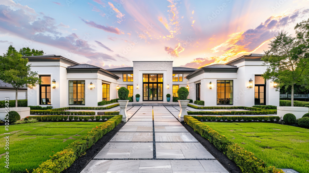A stylish home with a large front yard A stylish home with a large front yard