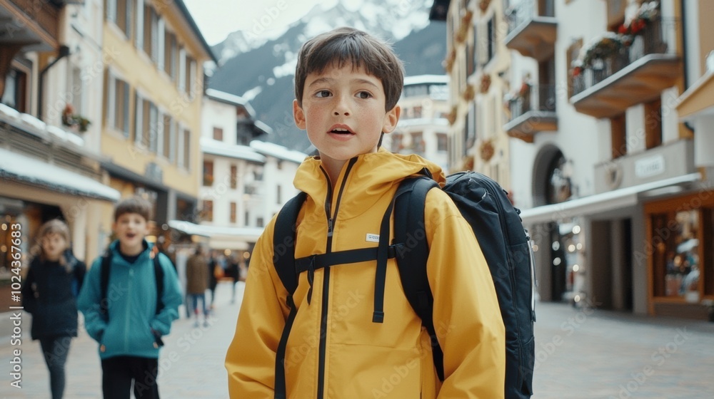 Adventure in the Mountains: Child in Yellow Jacket Adventure in the Mountains: Child in Yellow Jacket