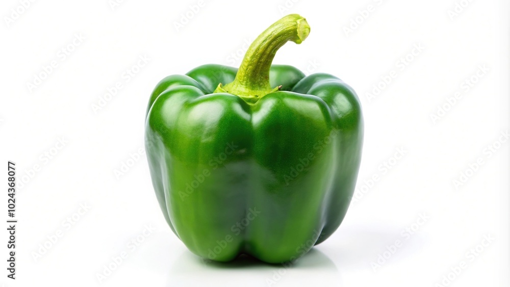 Symmetrical green bell pepper isolated on white background Symmetrical green bell pepper isolated on white background