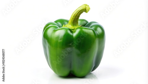 Symmetrical green bell pepper isolated on white background