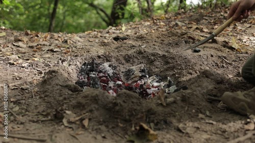 Wallpaper Mural Cooking a roasted pumpkin stuffed with rice, sauteed vegetables, onions, carrots, and pumpkin seeds in a fire pit by the lake. Adding dried apricots for sweetness. A perfect fall campfire meal. Torontodigital.ca