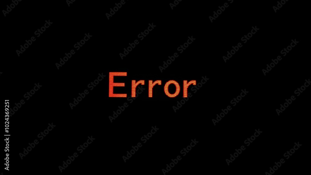 Red Error Message on Black Background Red Error Message on Black Background