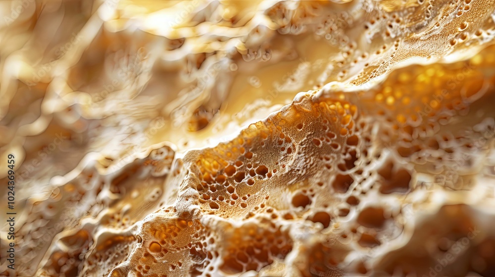 Close-up of a Honeycomb-Like Structure with Irregular Shapes and Holes Close-up of a Honeycomb-Like Structure with Irregular Shapes and Holes