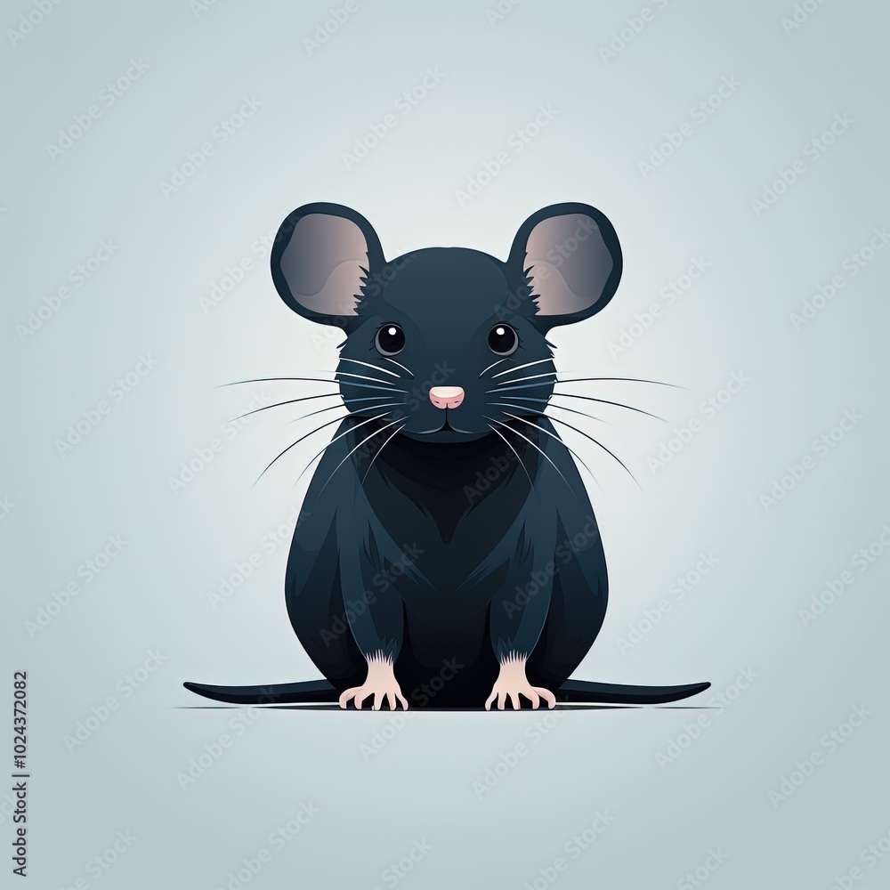 Vector Illustration of a Cute Mouse in a Dark Palette Flat Style Vector Illustration of a Cute Mouse in a Dark Palette Flat Style