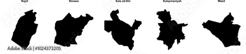 Najaf, Ninawa, Sala ad-Din, Sulaymaniyah, Wasit outline maps