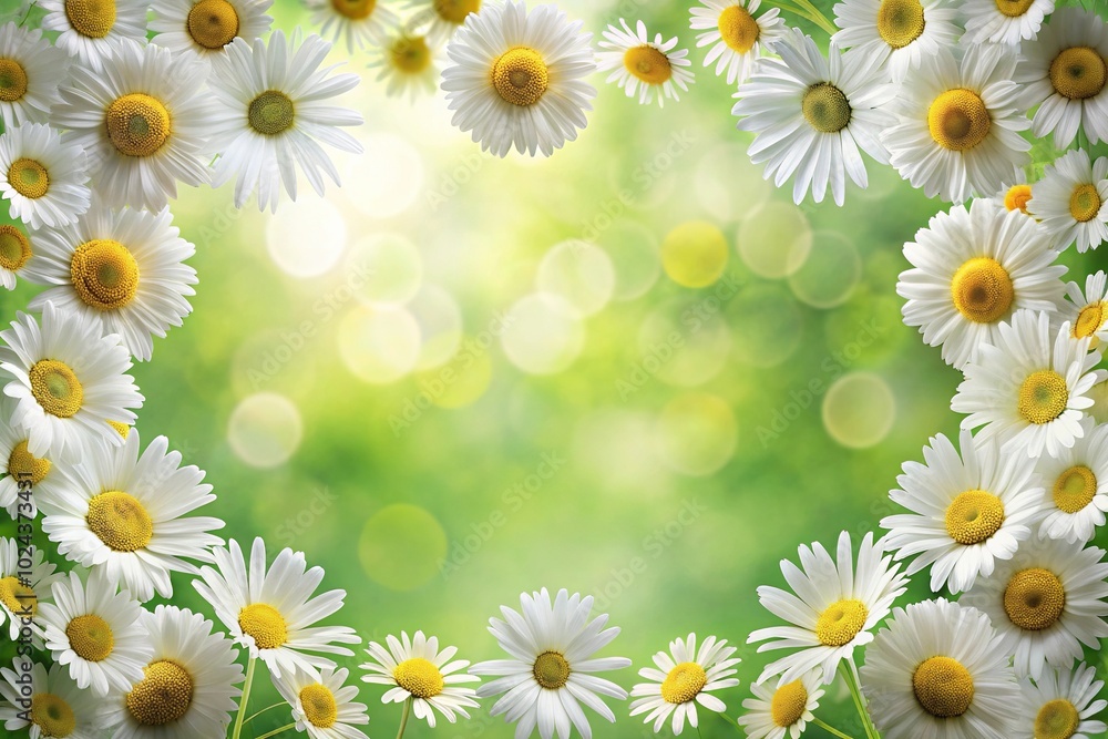 Symmetrical natural spring background with daisies Symmetrical natural spring background with daisies
