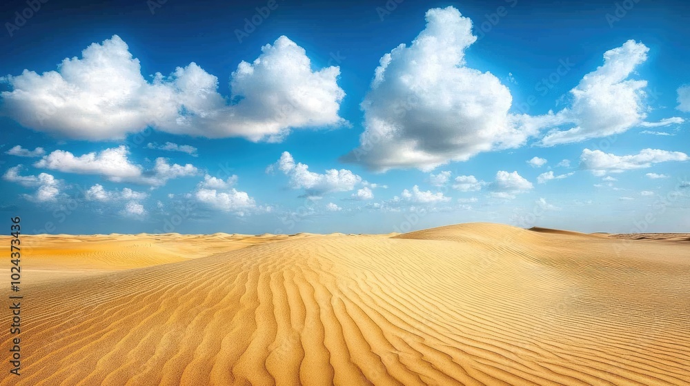 Fototapeta premium Expansive Sand Dunes Under Blue Sky and Clouds