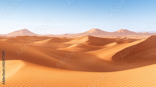 Expansive Desert Landscape with Golden Sand Dunes