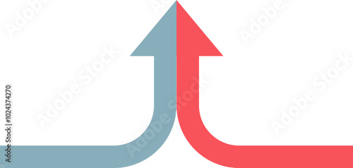 Two arrows merging into one, symbolizing conflict resolution and unity.