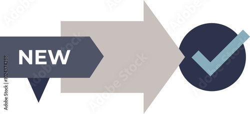 Arrow from 'NEW' to a checkmark symbolizes employee onboarding process completion.