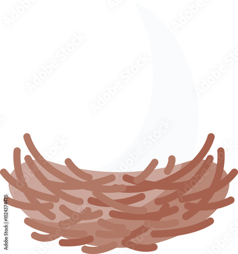 Empty nest symbolizing retirement savings plan without an egg, representing lack of funds or investment.