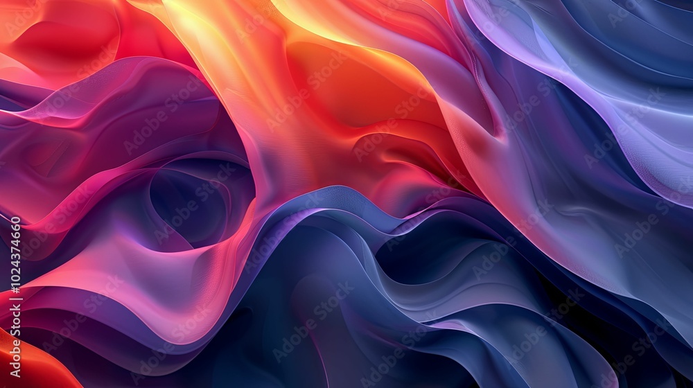 Abstract Wavy Fabric in Vibrant Red, Pink, and Blue Hues Abstract Wavy Fabric in Vibrant Red, Pink, and Blue Hues