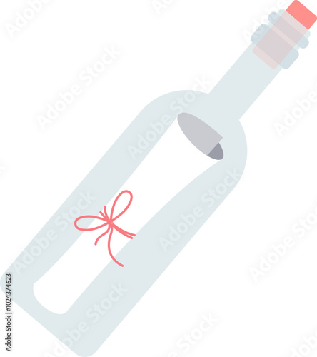 A bottle with a rolled message tied with a red string, symbolizing hope and communication.