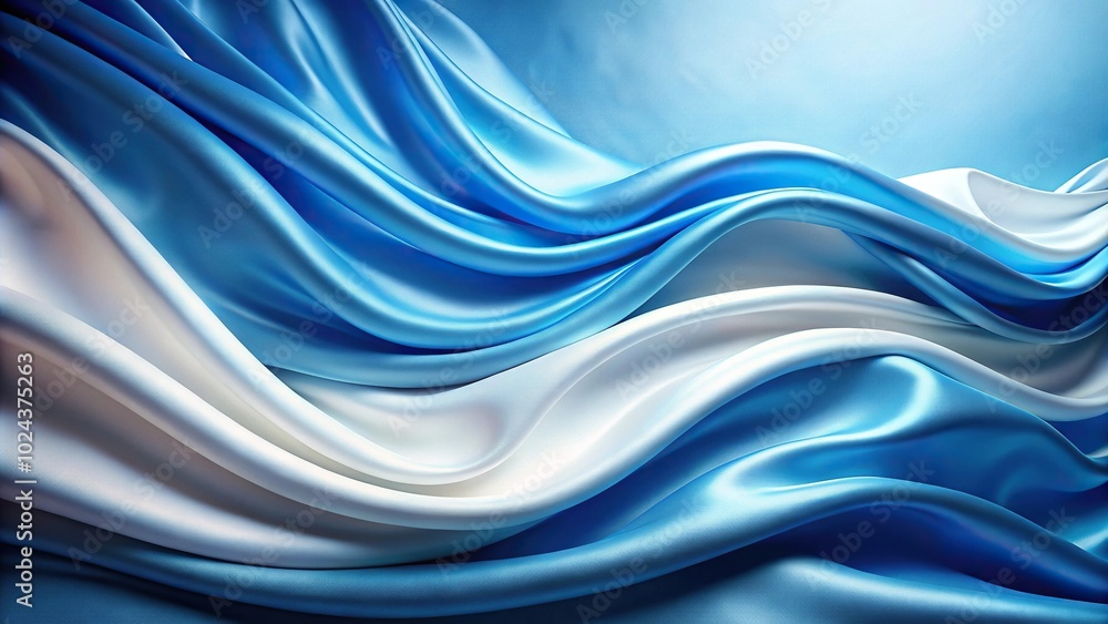 Fototapeta premium Blue and white fabric wave reflection on background