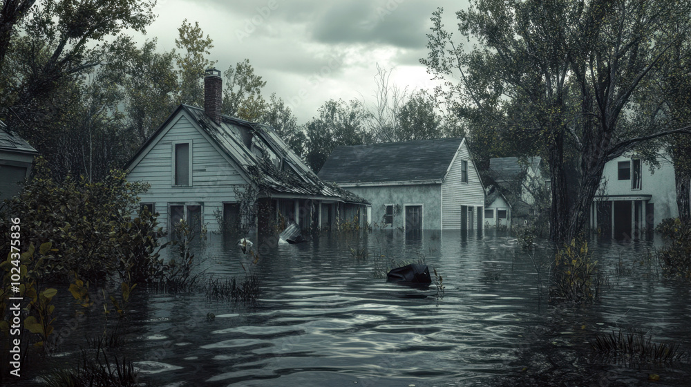 Suburban homes submerged in floodwaters after severe storm Suburban homes submerged in floodwaters after severe storm