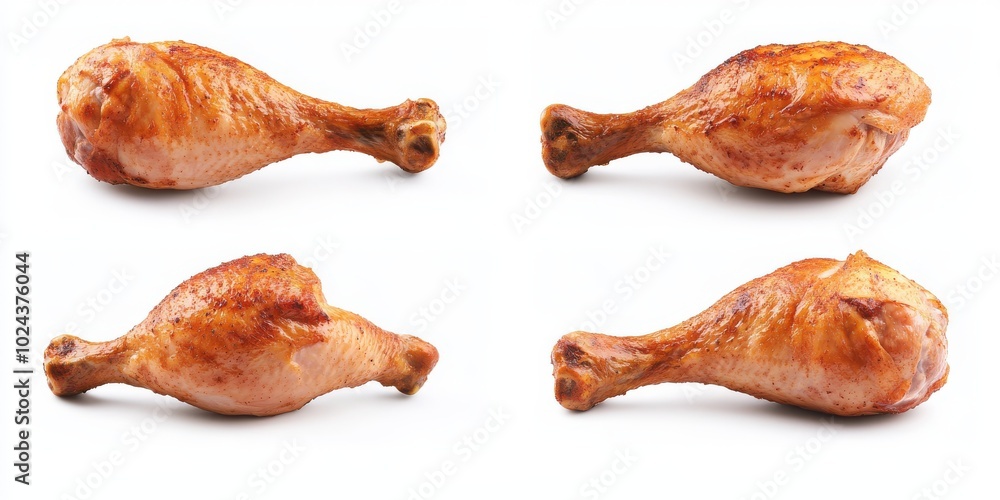 Set of Roasted grilled turkey chicken drumstick thigh on white background. Mockup template Set of Roasted grilled turkey chicken drumstick thigh on white background. Mockup template