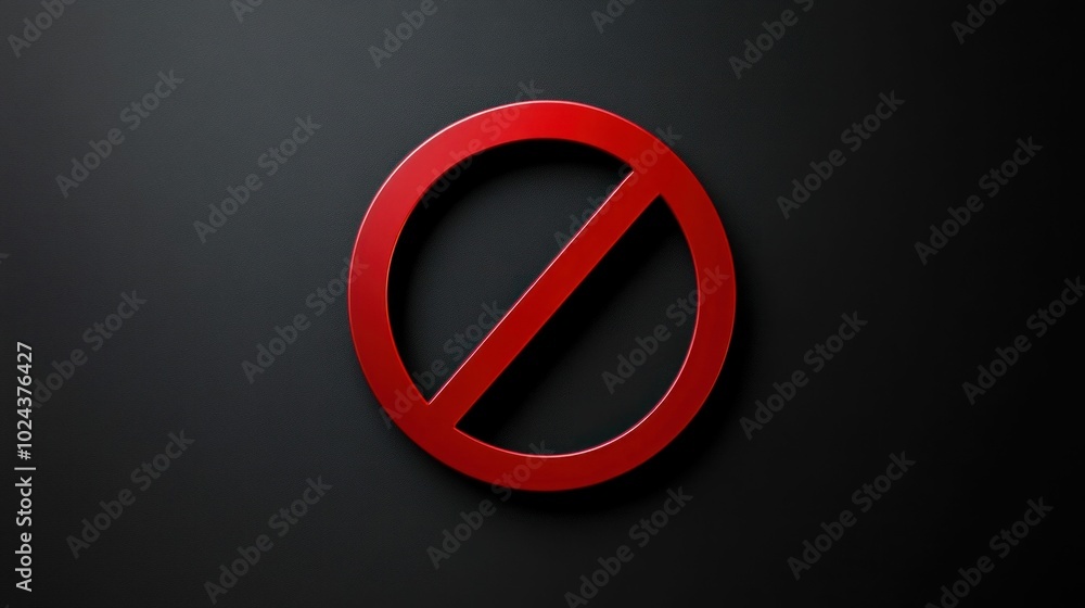 Red Prohibition Sign on Black Background