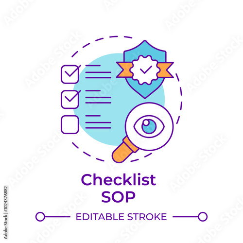 Checklist sop multi color concept icon. Task list, work instructions. Regulatory compliance. Round shape line illustration. Abstract idea. Graphic design. Easy to use in infographic, presentation