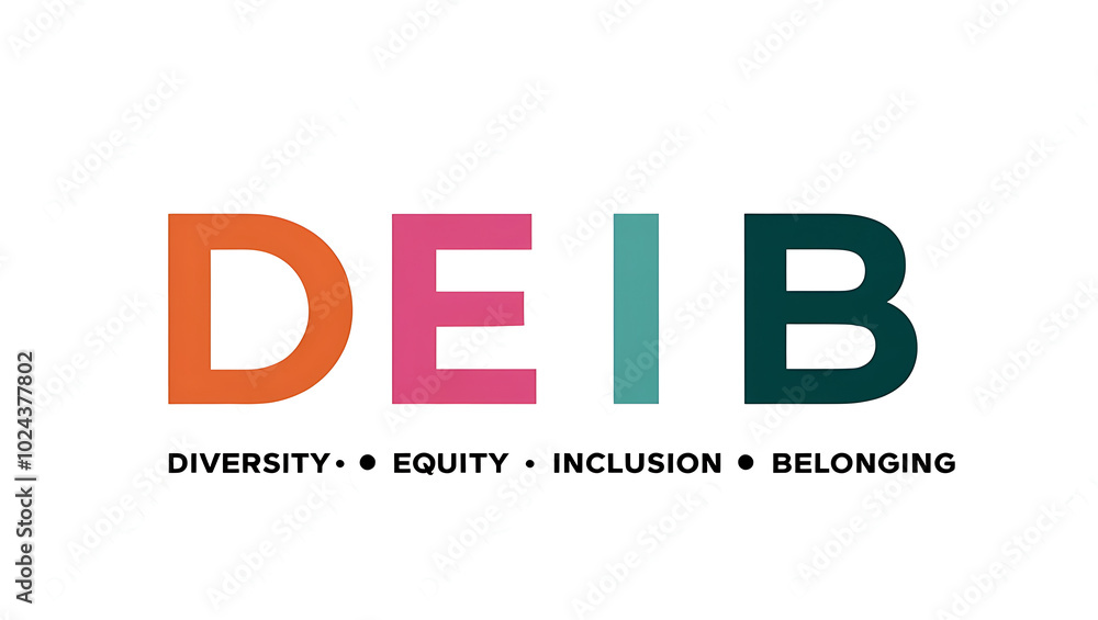 Fototapeta premium DEIB Typography, Diversity, Equity, Inclusion, Belonging. diversity in the workplace, multiculturalism, unity, diversity awareness
