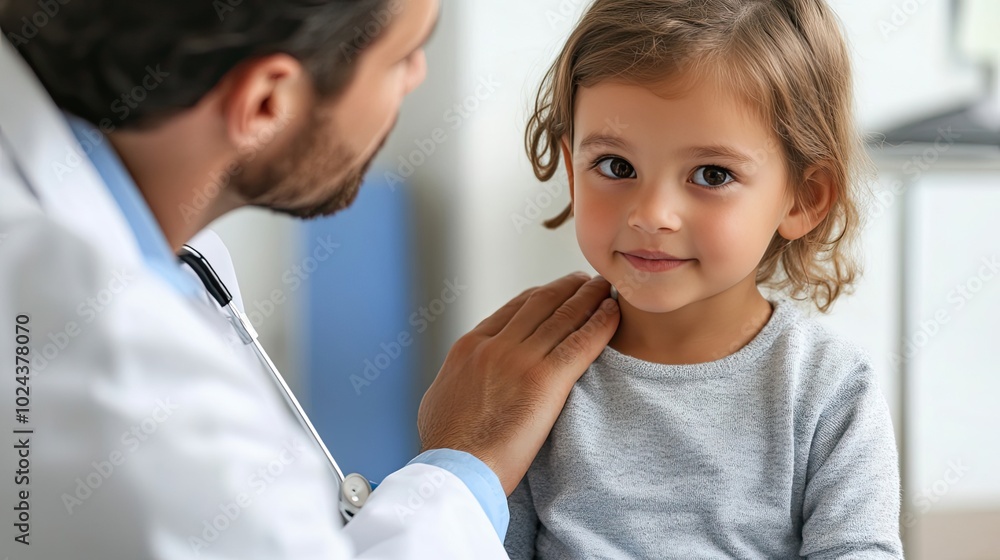 Doctor Examining a Young Child with a Stethoscope Doctor Examining a Young Child with a Stethoscope