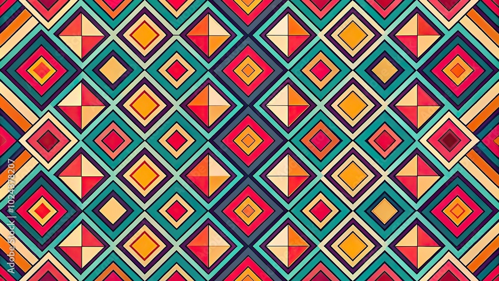 Symmetrical Seamless geometric pattern in retro style Colorful abstract background Symmetrical Seamless geometric pattern in retro style Colorful abstract background
