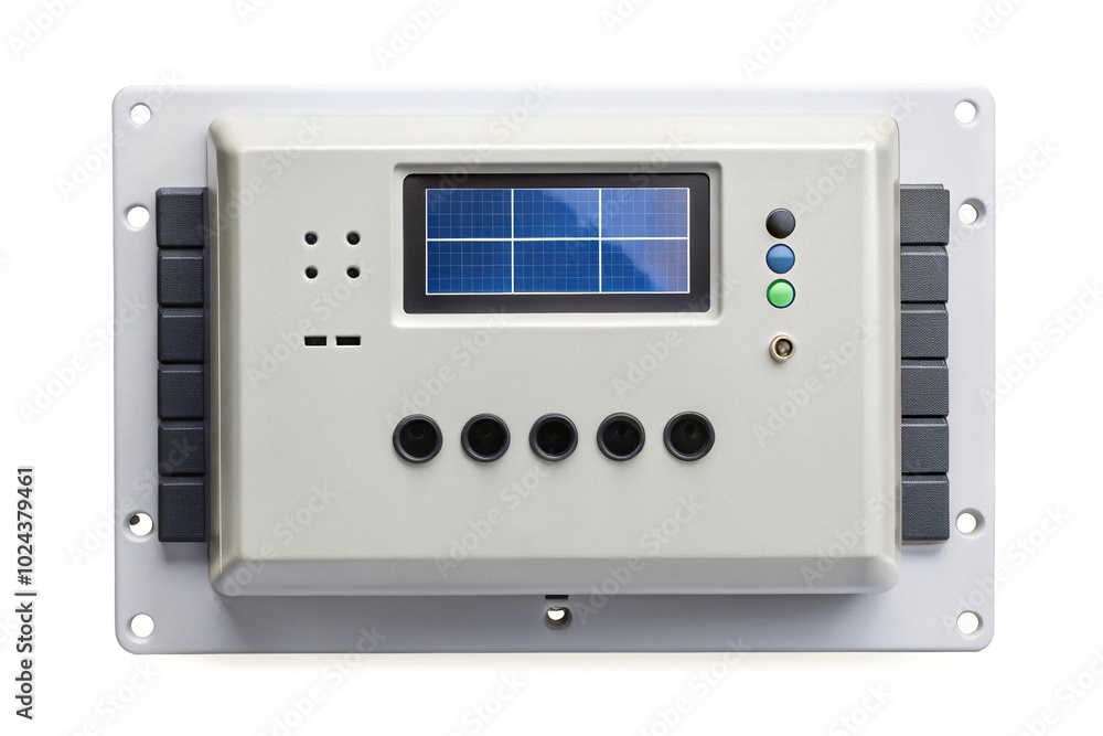 Obraz premium Symmetrical solar charge controller on white background