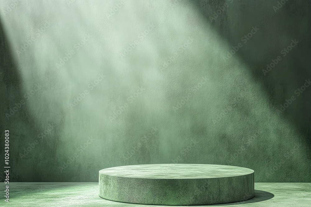 A sleek round podium stands gracefully under soft lighting, perfect for engaging presentations A sleek round podium stands gracefully under soft lighting, perfect for engaging presentations